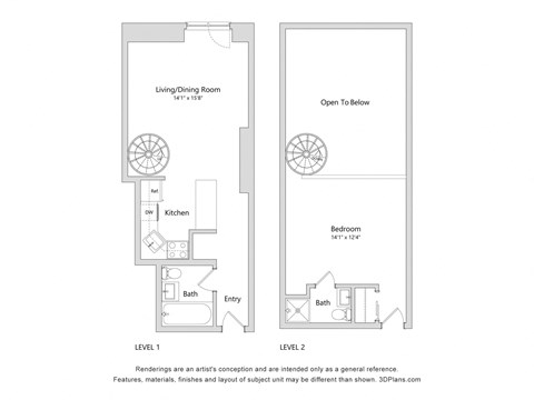 Floor plan for 1 bed, 1 bath, 496 sqft